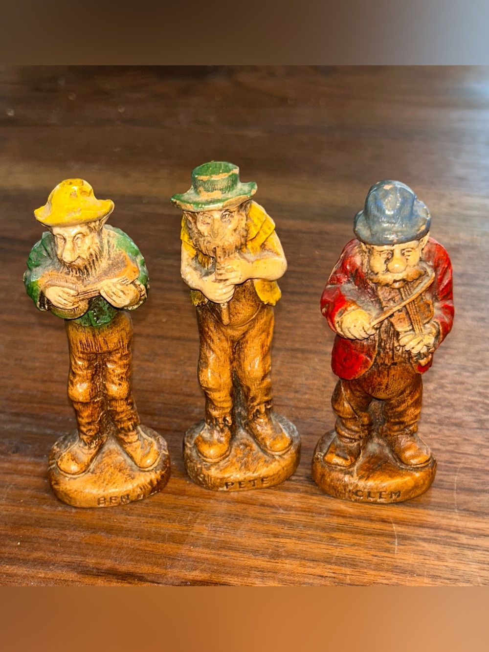 3 vtg Syroco Hillbilly Band Music figurines Ben Pete Clem Fiddle Flute Violin